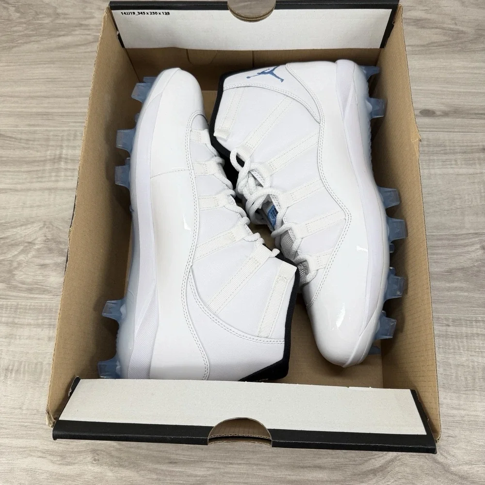 Jordan 11 Retro MCS Baseball Cleats White Legend Blue Mens 10 HM7326-104